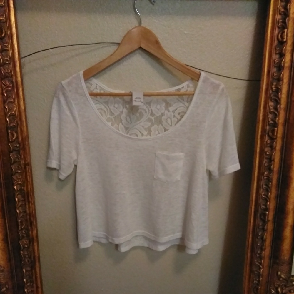 American Rag White Lace-Back Crop Top